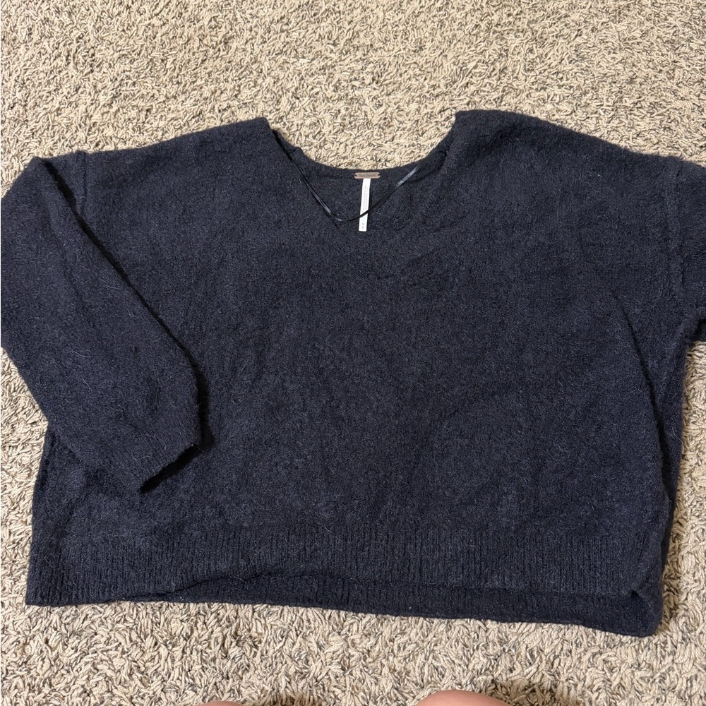 Free People Black V-Neck Sweater